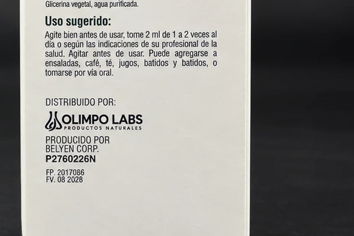 Caja con el registro sanitario P2760226N y los datos del fabricante
